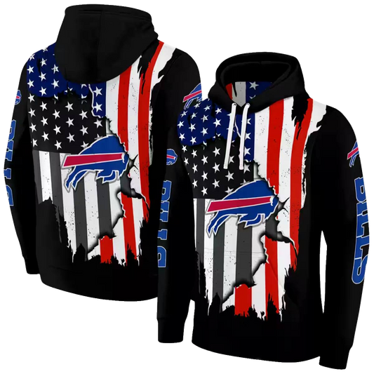 Buffalo Bills American Pride Black AOP Hoodie -  Moonbestprint