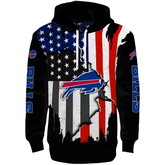 Buffalo Bills American Pride Black AOP Hoodie -  Moonbestprint