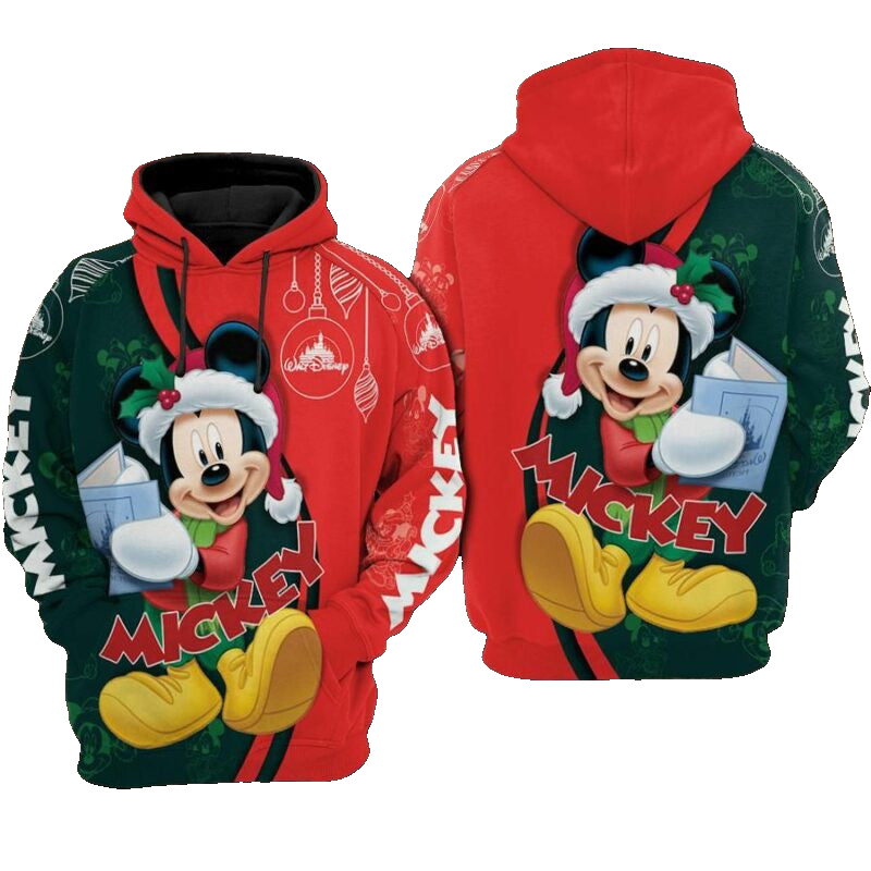 Mickey Mouse Marry Christmas Walt Disney Over Print 3d Hoodie Zip Hoodie Moonbestprint