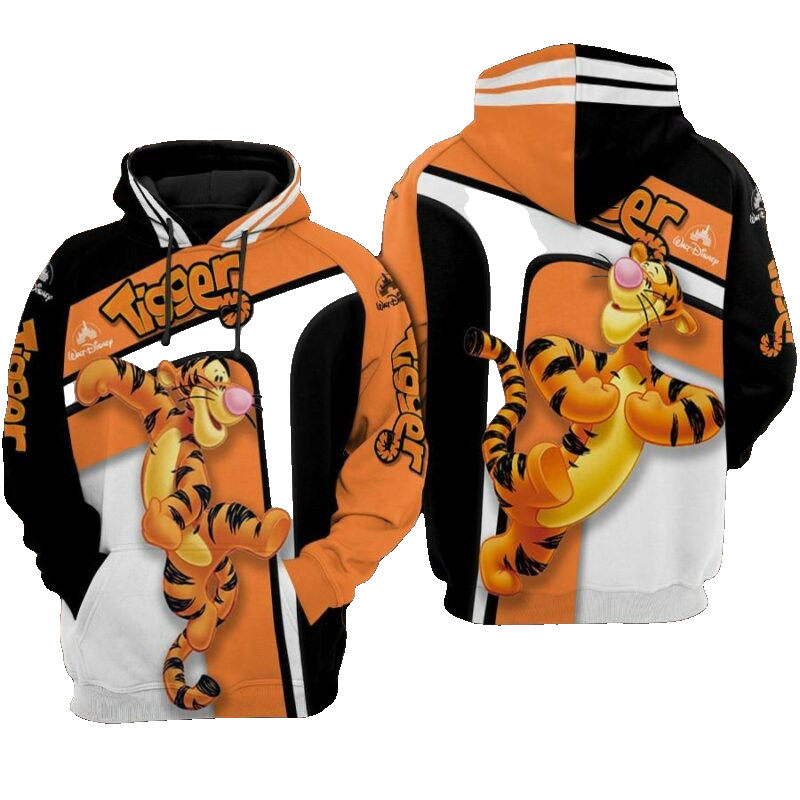 Tigger Cartoon Winnie The Pooh Movies Disney Over Print 3d Hoodie Zip Hoodie Moonbestprint