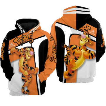 Tigger Cartoon Winnie The Pooh Movies Disney Over Print 3d Hoodie Zip Hoodie Moonbestprint