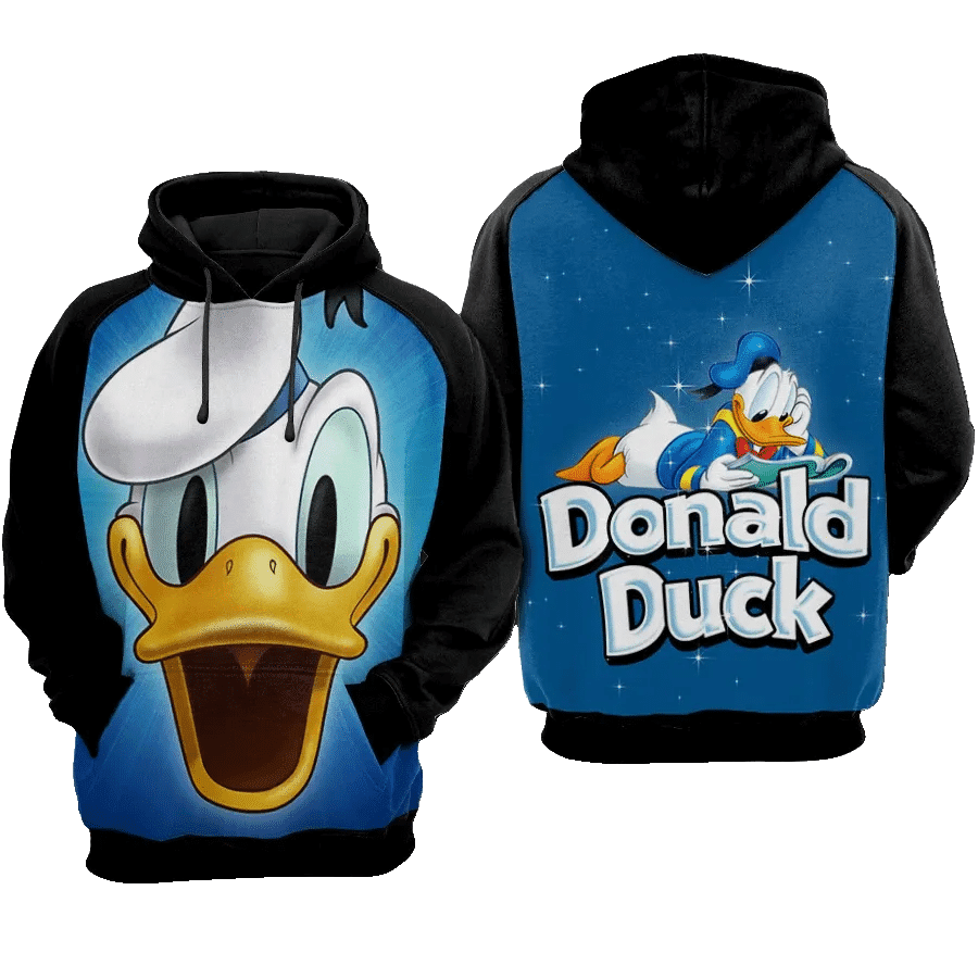 Donald Duck Face Mickey Mouse Disney Cartoon 503 Fan Gift Stylist Unisex Cartoon Graphic Outfits Aop Hoodie Moonbestprint