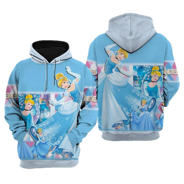 Disney Princess, Disney Cartoon Fan Gift, Cinderella Disney Princess All Over Print Hoodie, Zip Hoodie Moonbestprint