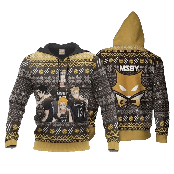 Msby Black Jackals Ugly Christmas Haikyuu Anime Manga For Men And Women 3d Hoodie Zip Hoodie Moonbestprint