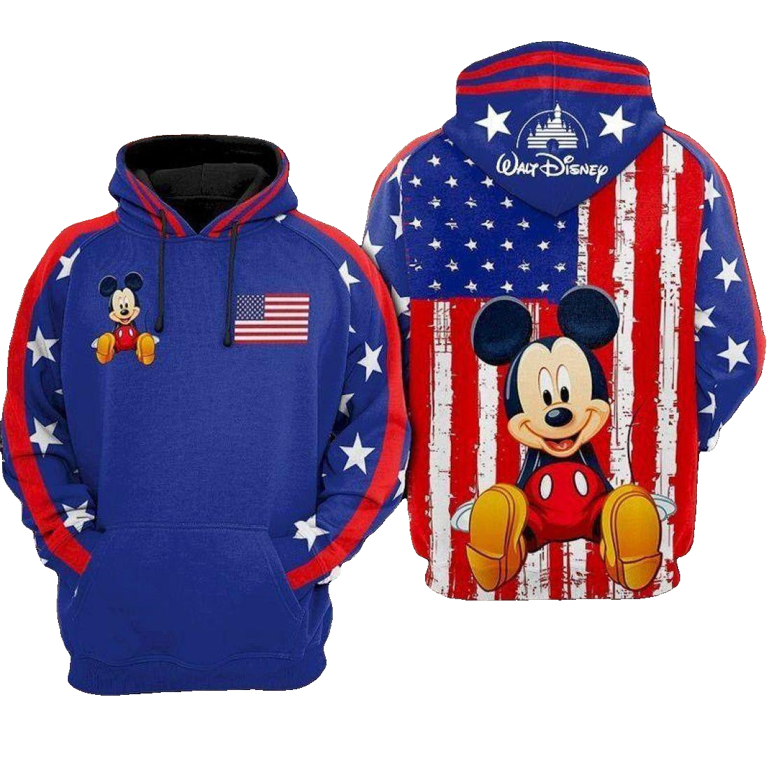 Mickey Mouse Walt Disney Usa Flag All Over Print Hoodie Moonbestprint