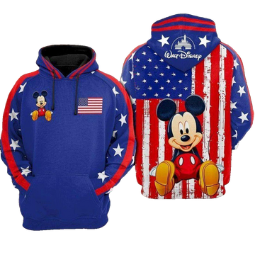 Mickey Mouse Walt Disney Usa Flag All Over Print Hoodie Moonbestprint