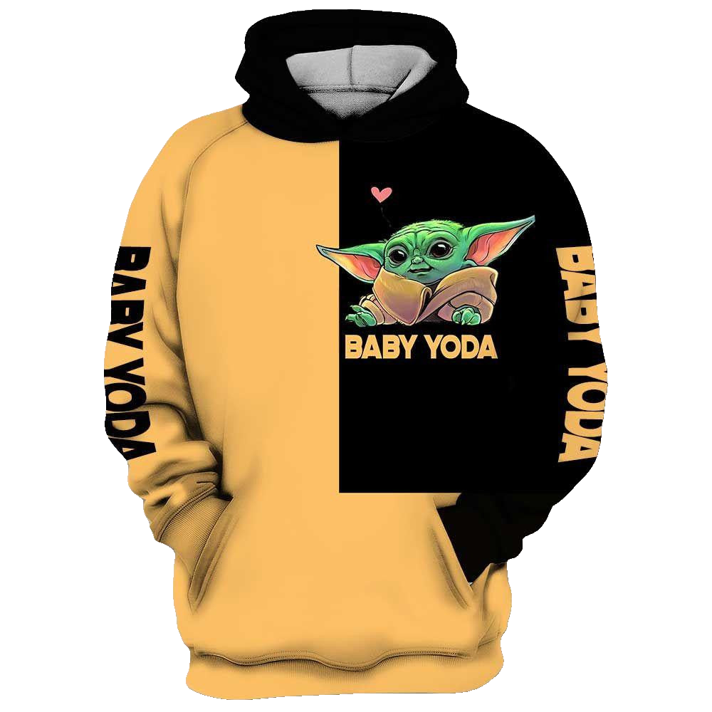 Cute Baby Yoda Star Wars I'm Not Short Im Baby Yoda Size Aop Hoodie Moonbestprint