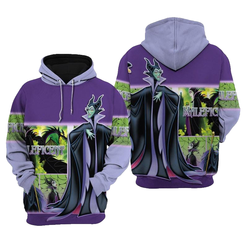 Disney Cartoon Fan Gift, Disney Villians Maleficent All Over Print Hoodie, Zip Hoodie Moonbestprint