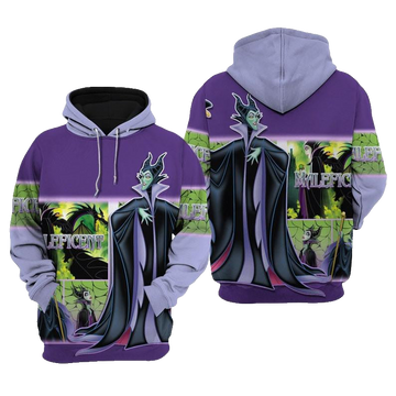 Disney Cartoon Fan Gift, Disney Villians Maleficent All Over Print Hoodie, Zip Hoodie Moonbestprint