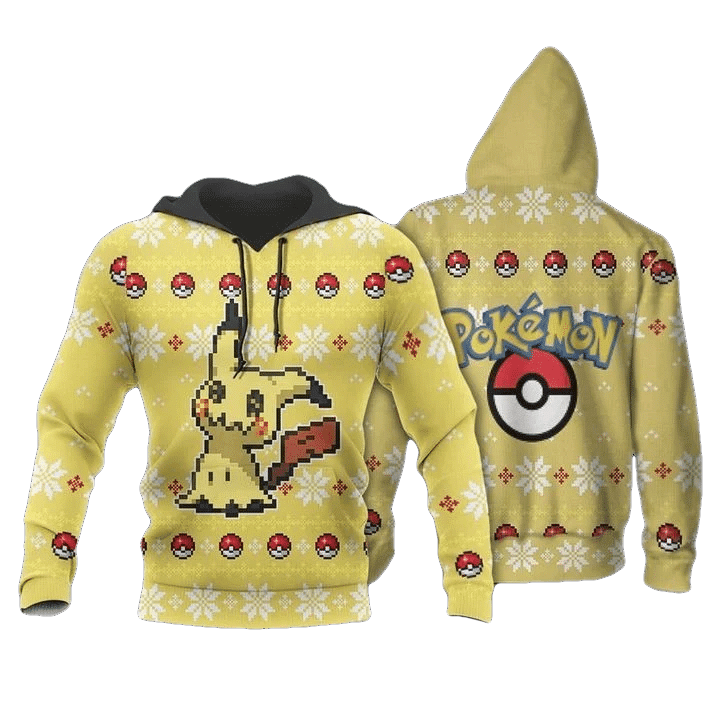 Pokemon Mimikyu Ugly Christmas Anime Manga For Men And Women 3d Hoodie Zip Hoodie Moonbestprint