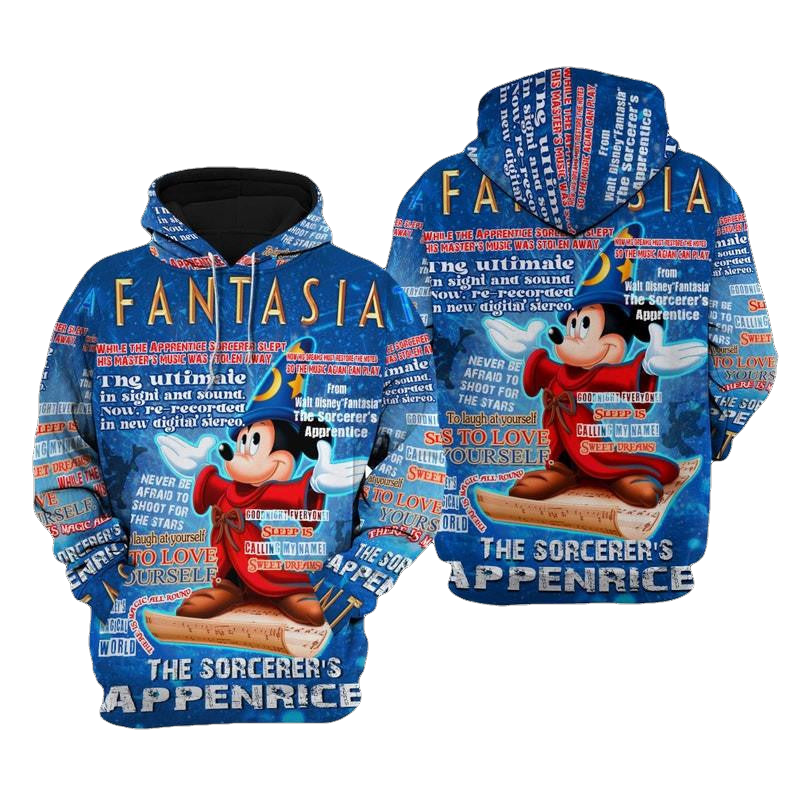 Mickey Mouse Disney Cartoon, Disney Quotes, Mickey Fantasia Punk Words Pattern All Over Print Hoodie, Zip Hoodie Moonbestprint