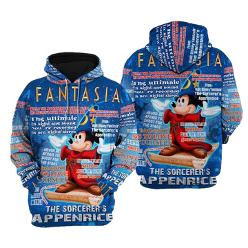 Mickey Mouse Disney Cartoon, Disney Quotes, Mickey Fantasia Punk Words Pattern All Over Print Hoodie, Zip Hoodie Moonbestprint