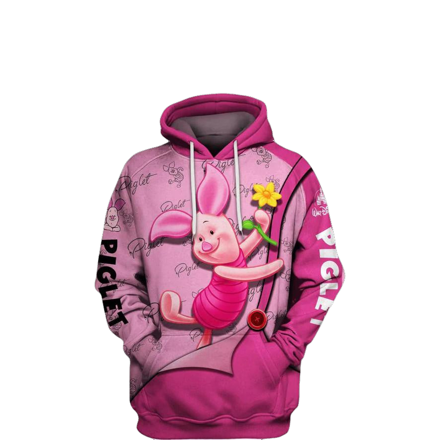 Lovely Piglet Disney Cartoon, Piglet Winnie The Pooh All Over Print Hoodie Moonbestprint