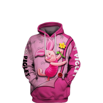 Lovely Piglet Disney Cartoon, Piglet Winnie The Pooh All Over Print Hoodie Moonbestprint