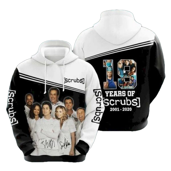 19 Years Of Scrubs 2001 2020 Pullover And Zippered Hoodies Custom 3d Graphic Printed 3d Hoodie Moonbestprint