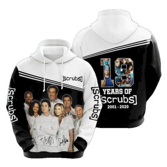 19 Years Of Scrubs 2001 2020 Pullover And Zippered Hoodies Custom 3d Graphic Printed 3d Hoodie Moonbestprint