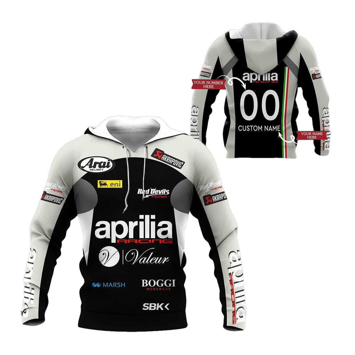 Custom Name &amp; Number Aprilia Racing Shirt Fan Gift 417, Stylist Unisex 3d Hoodie Zip Hoodie Moonbestprint