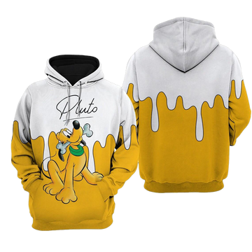 Pluto Dog Yellow Paint Disney Fan Gift, Pluto Dog Yellow Paint Gift, Stylist Unisex Cartoon Graphic Outfits Aop Hoodie Moonbestprint