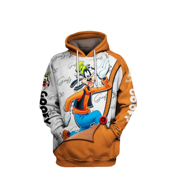 Lovely Goofy Disney Cartoon, Goofy Signature Ver104 All Over Print Hoodie Moonbestprint