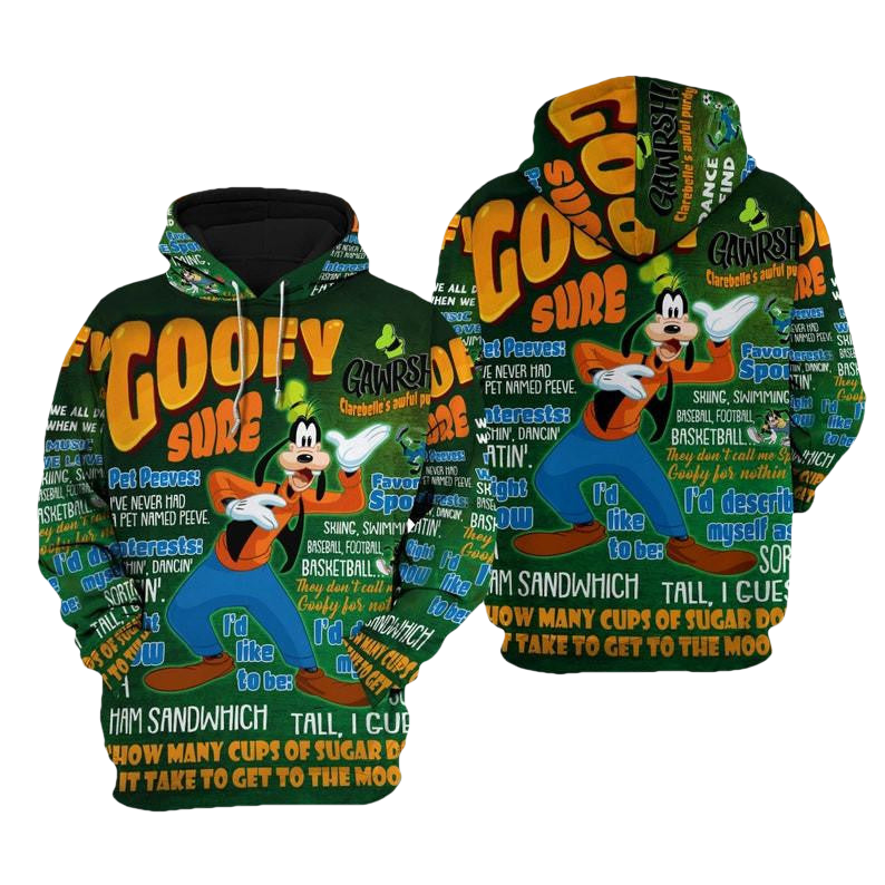 Goofy Dog Disney Cartoon, Disney Quotes, Goofy Dog Punk Words Pattern All Over Print Hoodie, Zip Hoodie Moonbestprint