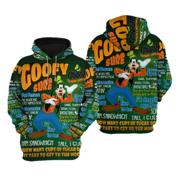 Goofy Dog Disney Cartoon, Disney Quotes, Goofy Dog Punk Words Pattern All Over Print Hoodie, Zip Hoodie Moonbestprint