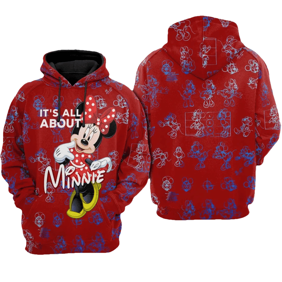 It's All About Minnie Mouse Comics Disney 499 Fan Gift Stylist Unisex Cartoon Graphic Outfits Aop Hoodie Moonbestprint