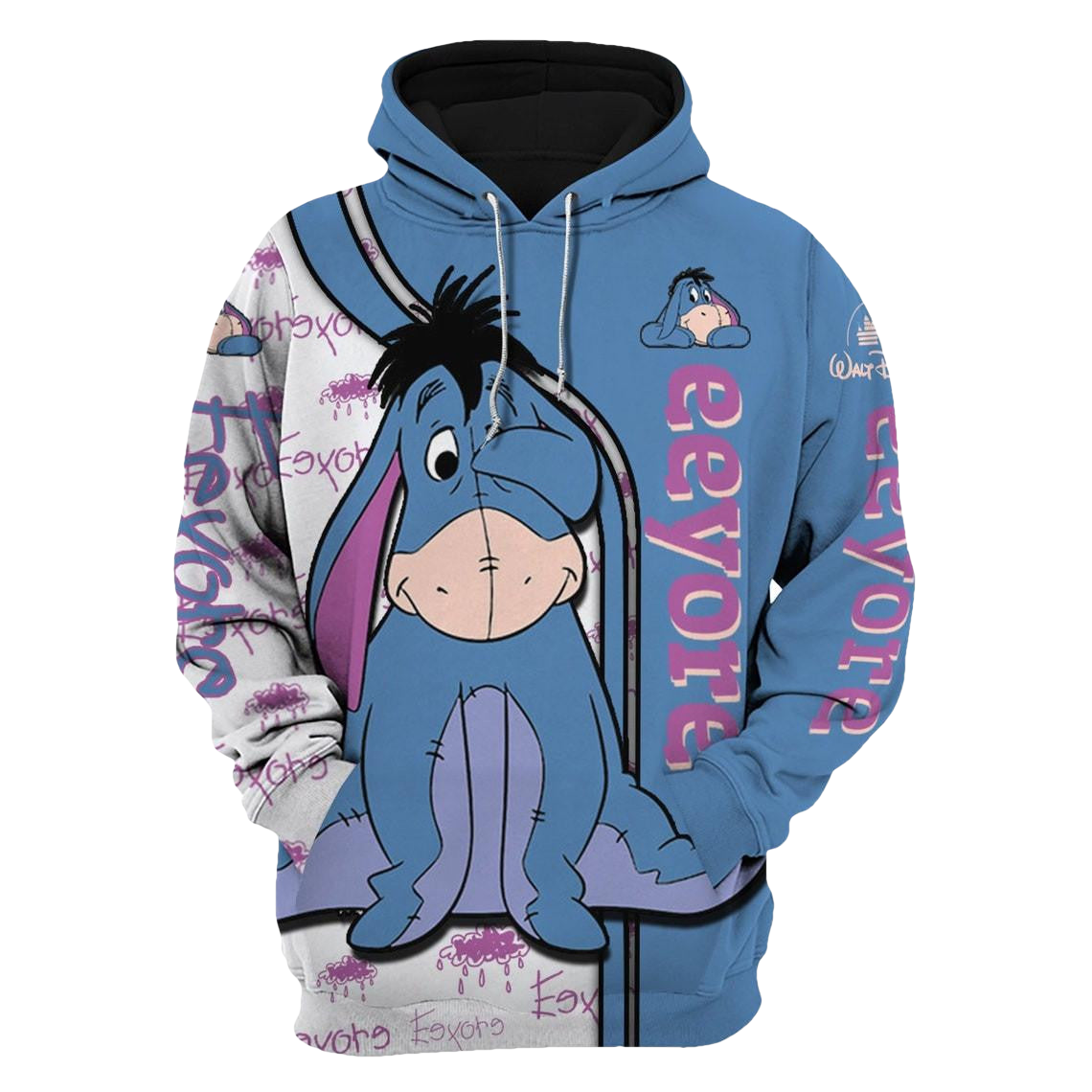 Eeyore Donkey Fan Gift, Eeyore Donkey Stylist Unisex Cartoon Graphic Outfits Gift Aop Hoodie, Zip Hoodie Moonbestprint