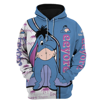 Eeyore Donkey Fan Gift, Eeyore Donkey Stylist Unisex Cartoon Graphic Outfits Gift Aop Hoodie, Zip Hoodie Moonbestprint