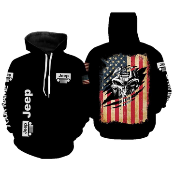 Custom Name Jeep Lover, Skull Jeep Usa Flag, Jeep Life All Over Print Hoodie, Zip Hoodie Moonbestprint