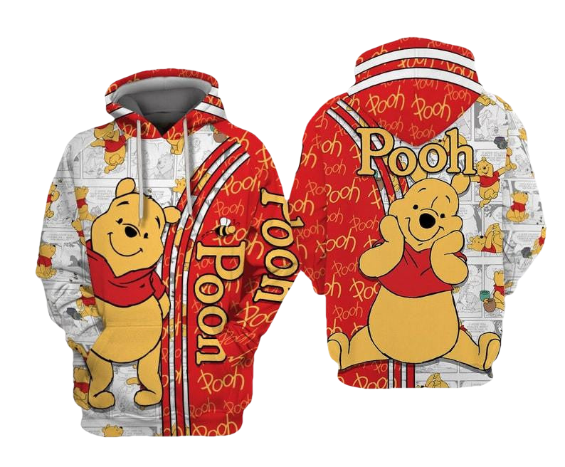 Winnie-the-pooh Disney Cartoon, Pooh Signature, Pooh Bear Comics Book Patterns All Over Print Hoodie, Zip Hoodie Moonbestprint