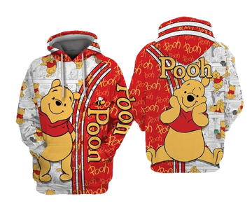 Winnie-the-pooh Disney Cartoon, Pooh Signature, Pooh Bear Comics Book Patterns All Over Print Hoodie, Zip Hoodie Moonbestprint