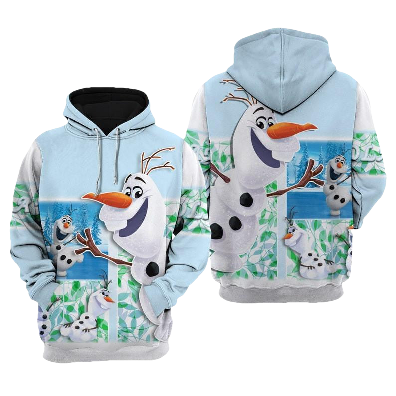 Disney Cartoon Fan Gift, Funny Olaf Frozen All Over Print Hoodie, Zip Hoodie Moonbestprint
