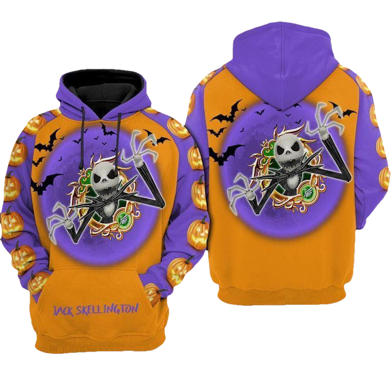 Disney Jack Skellington Halloween Theme Pumpkin Pattern 3d Hoodie Zip Hoodie Moonbestprint