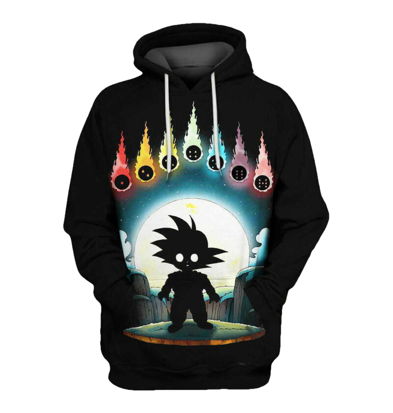 Kid Goku Multicolor 7 Dragon Balls Black Hoodie Goku 3d Hoodie Zip Hoodie Moonbestprint