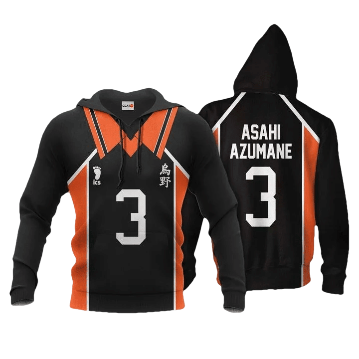 Karasuno Asahi Azumane Anime Manga Haikyuu Number 3 For Men And Women 3d Hoodie Zip Hoodie Moonbestprint