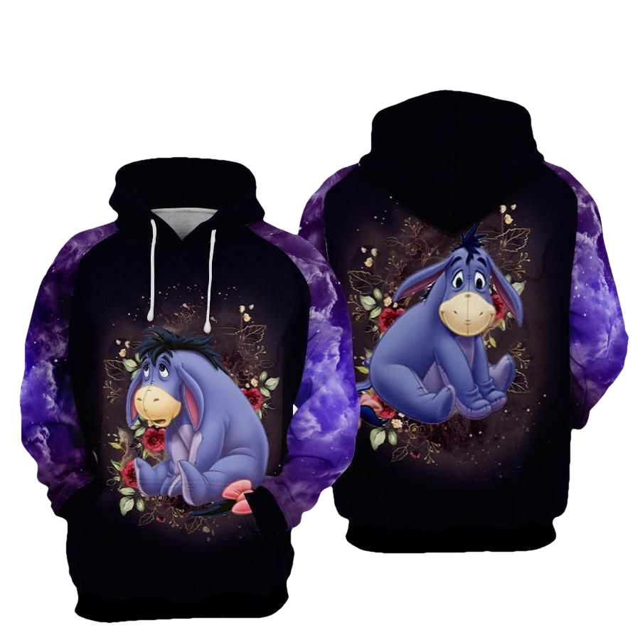 Eeyore And Flowers Cartoon Winnie The Pooh Over Print 3d Hoodie Zip Hoodie 113 Moonbestprint
