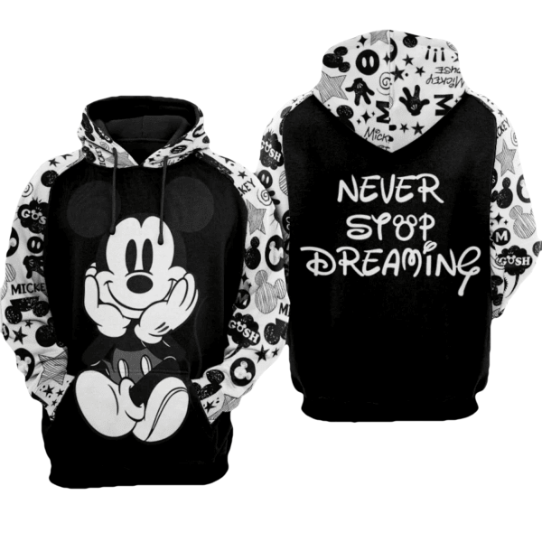 Mickey Mouse Disney Never Syop Dreaming 501 Fan Gift Stylist Unisex Cartoon Graphic Outfits Aop Hoodie 2109 Moonbestprint