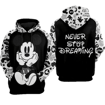 Mickey Mouse Disney Never Syop Dreaming 501 Fan Gift Stylist Unisex Cartoon Graphic Outfits Aop Hoodie 2109 Moonbestprint
