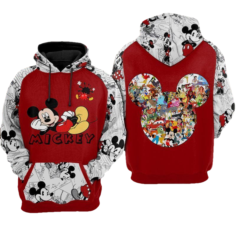 Mickey Comic Style Over Print 3d Hoodie Zip Hoodie Moonbestprint