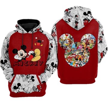 Mickey Comic Style Over Print 3d Hoodie Zip Hoodie Moonbestprint