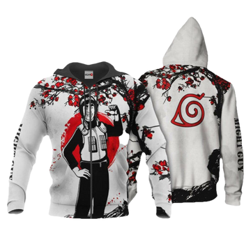 Konoha Might Guy Japan Cherry Blossoms Naruto Anime 1k470 Fan Gift Stylist Unisex Cartoon Graphic Outfits Aop 3d Hoodie, Zip Hoodie 111 Moonbestprint