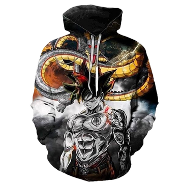 Goku Cartoon Dragon Ball Anime Manga Black 1 Over Print 3d Hoodie Zip Hoodie Moonbestprint