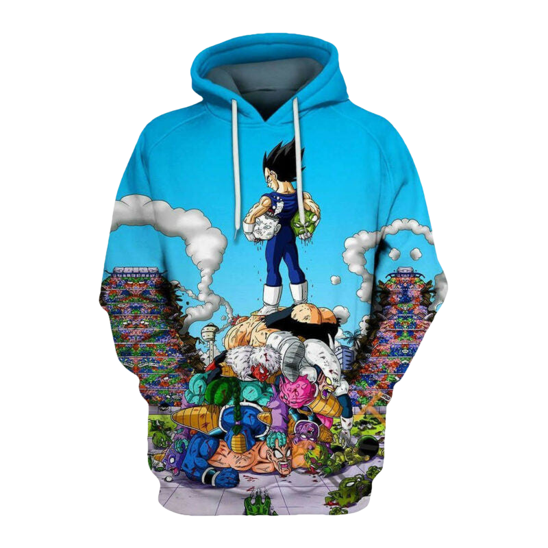 All Kills Of Vegeta Blue Hoodie Dragon Ball 3d Hoodie Zip Hoodie Moonbestprint