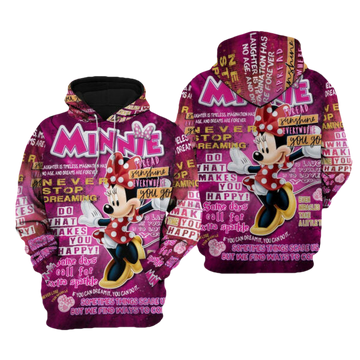 Minnie Mouse Punk Words Pattern Disney Fan Gift Stylist Unisex Cartoon Graphic Outfits Aop Hoodie, Zip Hoodie 2387 Moonbestprint