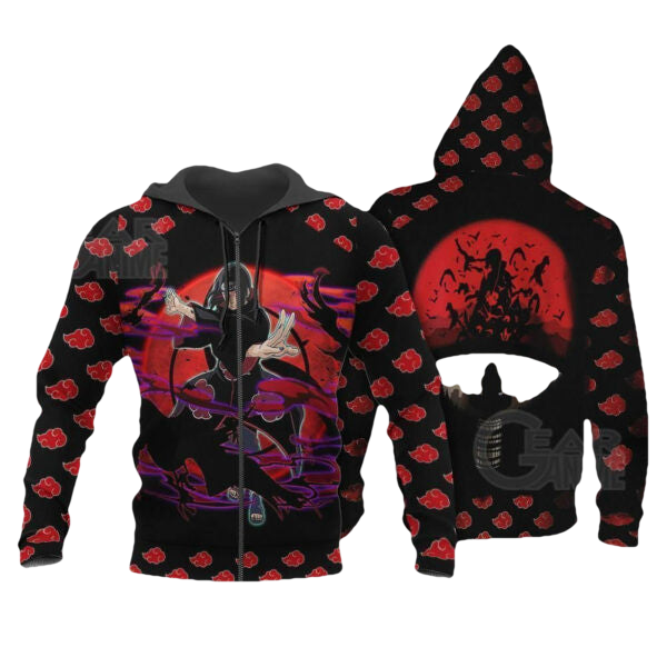 Itachi Akatsuki Naruto Anime 3k400 Fan Gift Stylist Unisex Cartoon 3d Hoodie Zip Hoodie 963 Moonbestprint