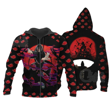 Itachi Akatsuki Naruto Anime 3k400 Fan Gift Stylist Unisex Cartoon 3d Hoodie Zip Hoodie 963 Moonbestprint