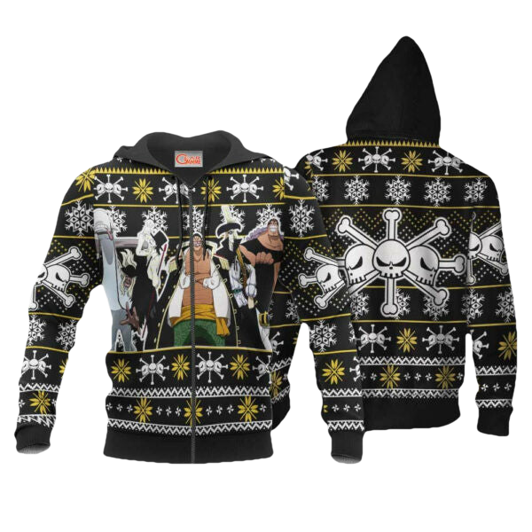 Blackbeard Pirates Ugly Christmas Sweater One Piece Anime 1k494 Fan Gift Stylist Unisex Cartoon Graphic Outfits Aop 3d Hoodie, Zip Hoodie 1496 Moonbestprint