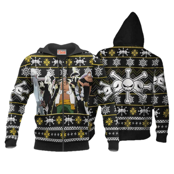 Blackbeard Pirates Ugly Christmas Sweater One Piece Anime 1k494 Fan Gift Stylist Unisex Cartoon Graphic Outfits Aop 3d Hoodie, Zip Hoodie 1496 Moonbestprint