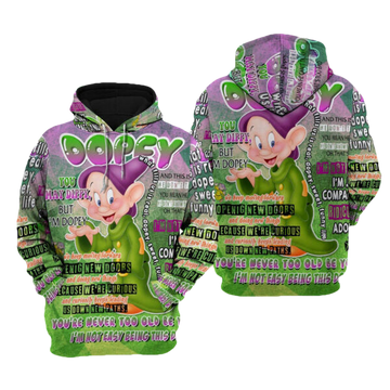 Dopey Dwarf Punk Words Pattern Disney Fan Gift Stylist Unisex Cartoon Graphic Outfits Aop Hoodie, Zip Hoodie 728 Moonbestprint