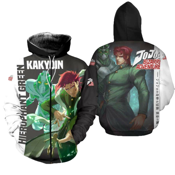 Kakyoin Hierophant Green Shirt Jojo Anime 2k882 Fan Gift Stylist Unisex Cartoon 3d Hoodie Zip Hoodie 750 Moonbestprint